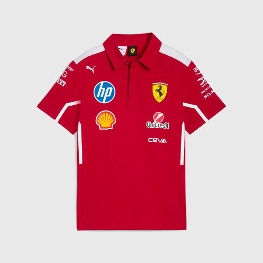 Scuderia Ferrari F1 Men's 2025 Team Polo Shirt - Dark Cherry